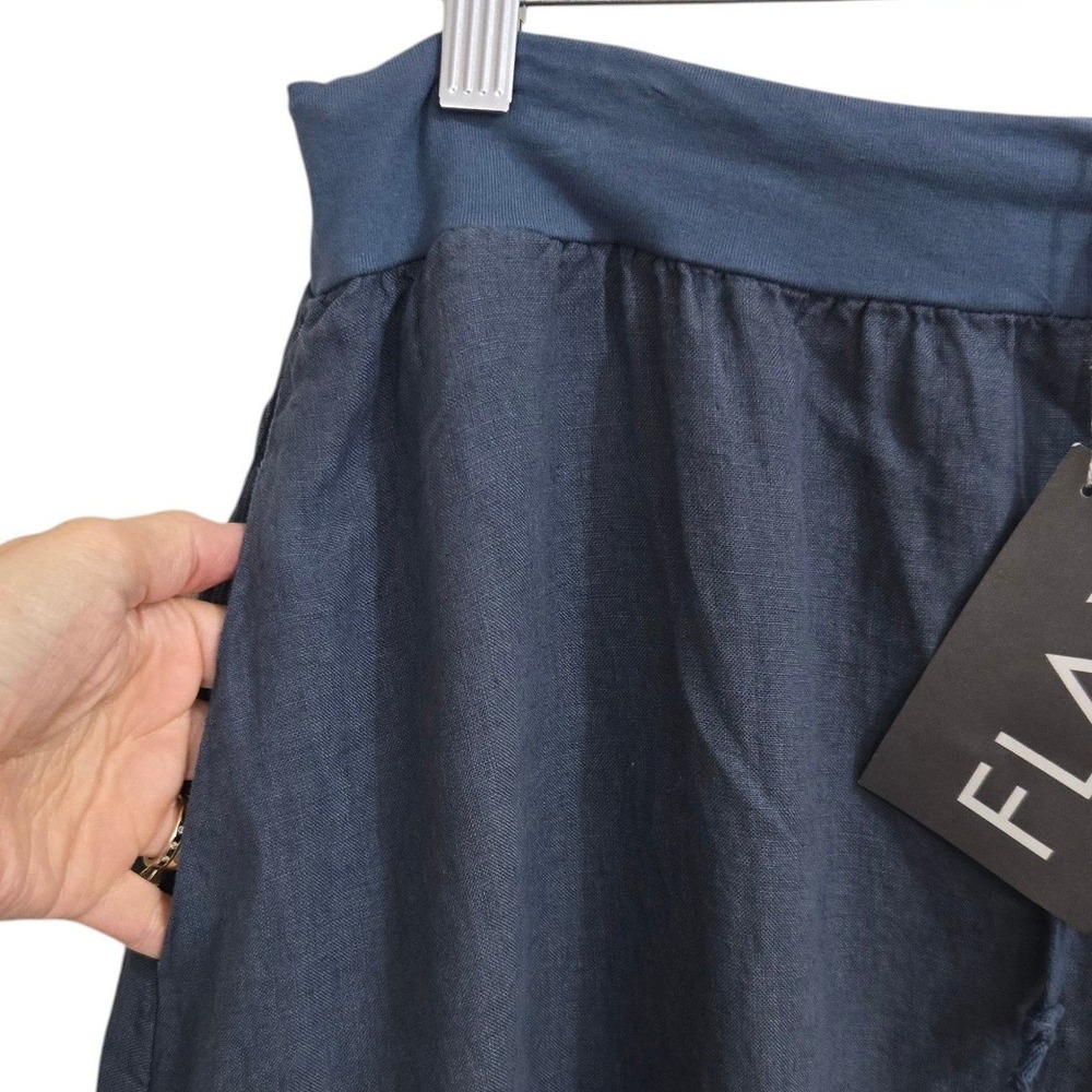 FLAX Maxi Skirt Womens Medium Blue 100% Linen Urban Side Cinch Lagenlook NEW‎ - Picture 10 of 10